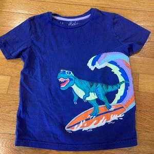 Mini Boden size 6/7y Surfing Dinosaur appliqué navy t-shirt